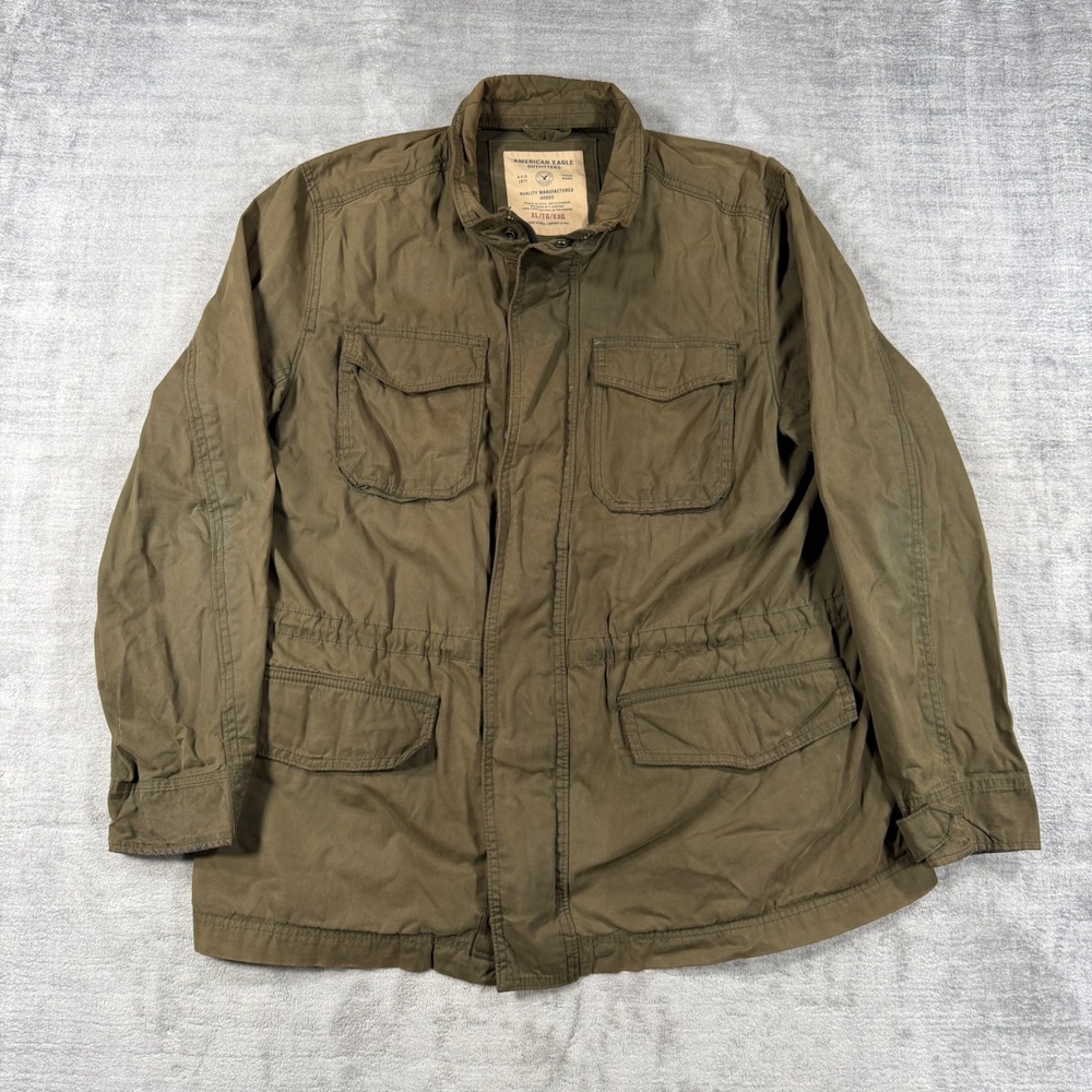 American Eagle Jacket Mens XL Green Field Utility Military Wax Cotton Coat